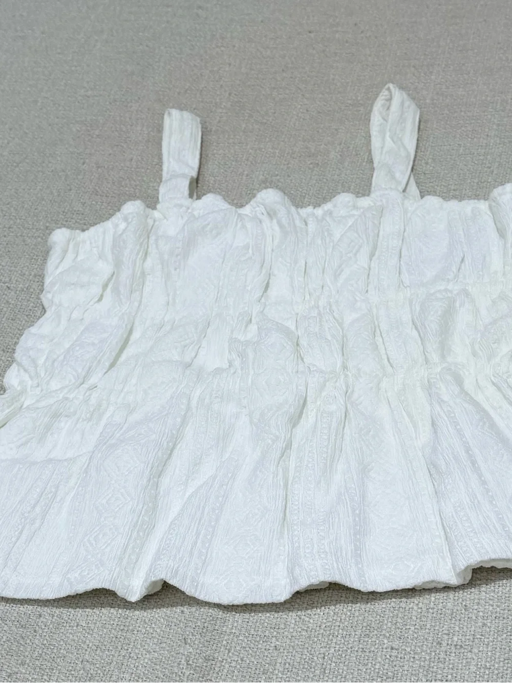 Carter’s Girls Size 12 White Smocked Peplum Textured Cami Top NWT